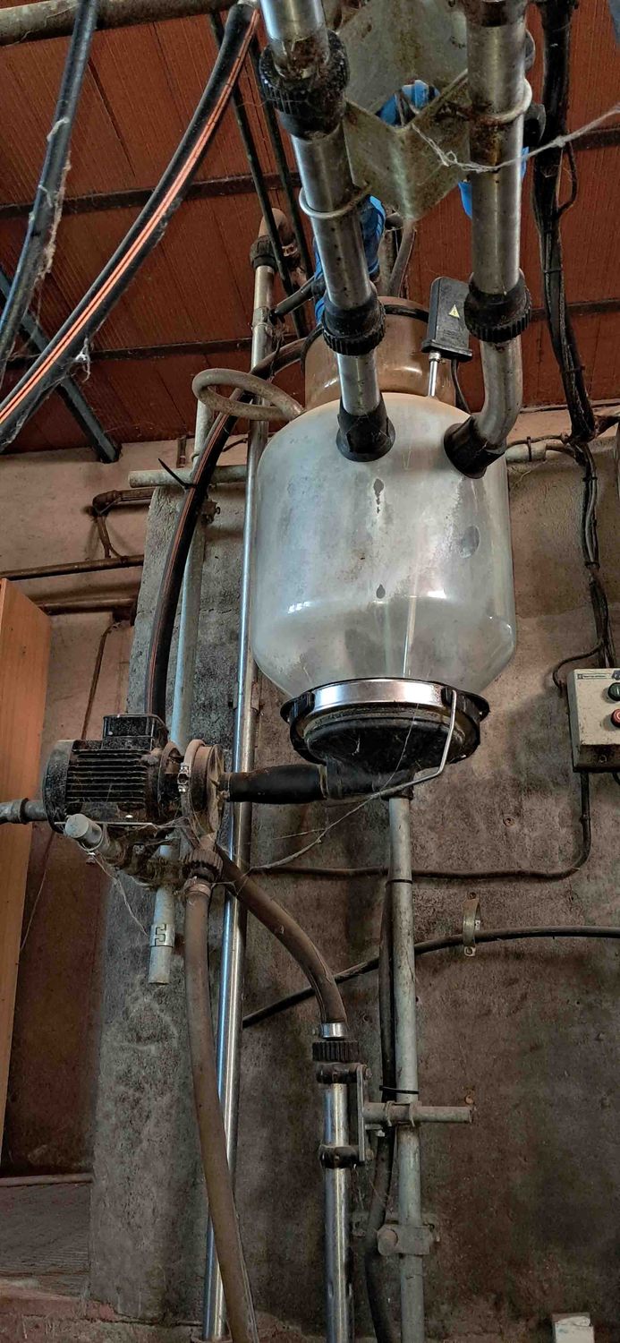 unidad final porta pezonera bomba vacío medidor ordeño vaca ubre leche alfa laval tanque frisona suiza estiércol pienso case