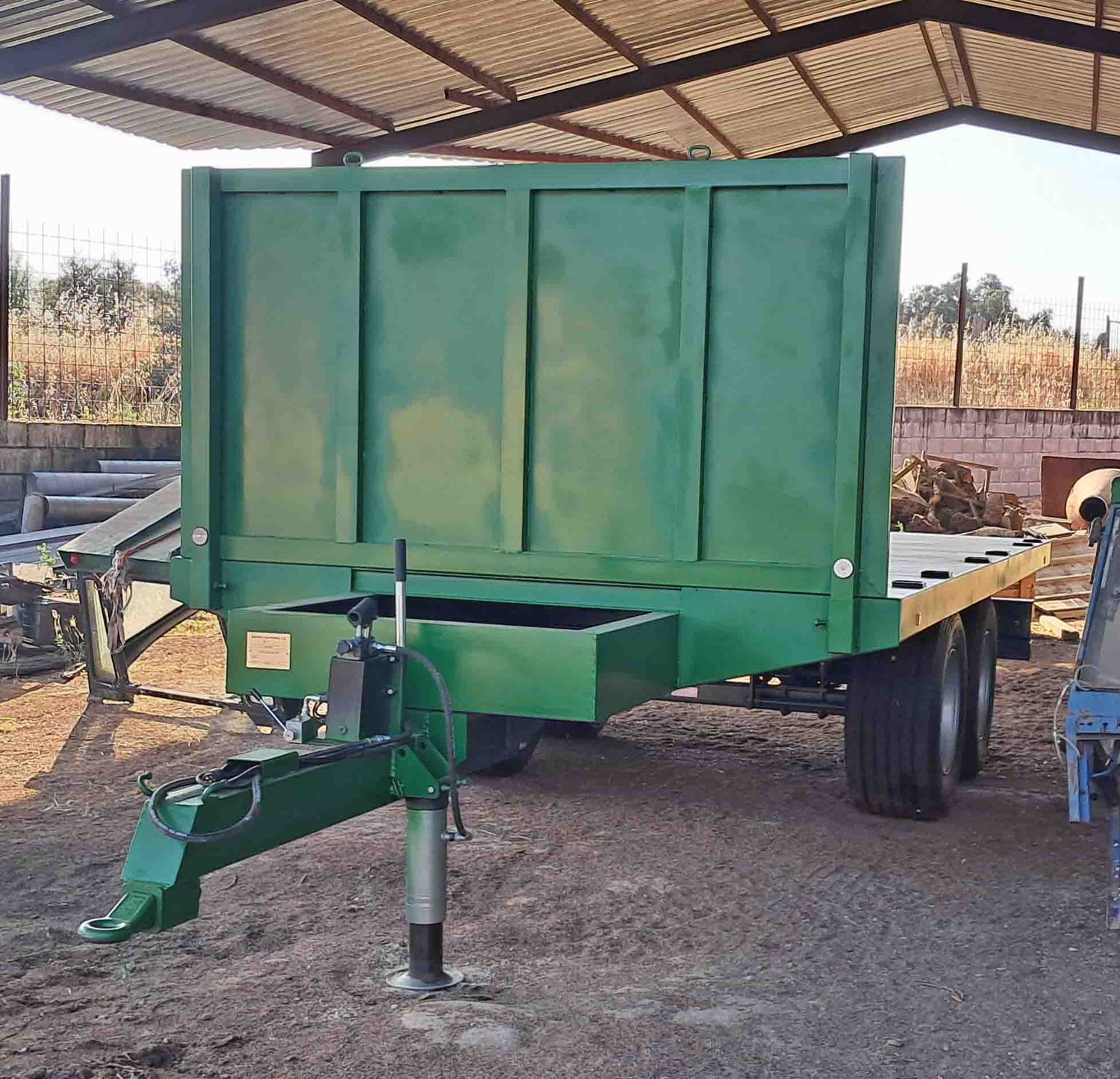 Remolque plataforma alpaca documentado paja paca empacadora tractor segadora cosechadora basculante freno hidráulico 2 eje