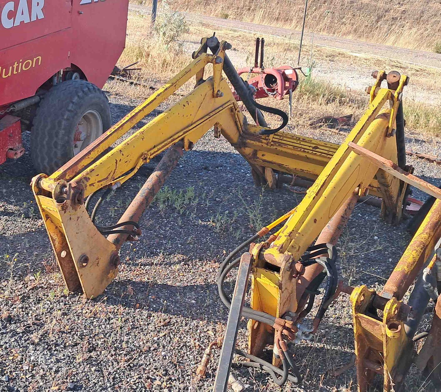 pala tenias tractor doble efecto brazo botella cazo enganche rapido rápido europeo cereal metro m altura carga agricultura