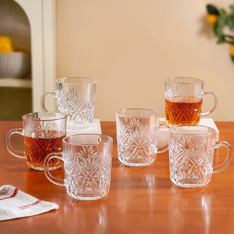 Vintage Embossed Mugs Set Of 6 229ml