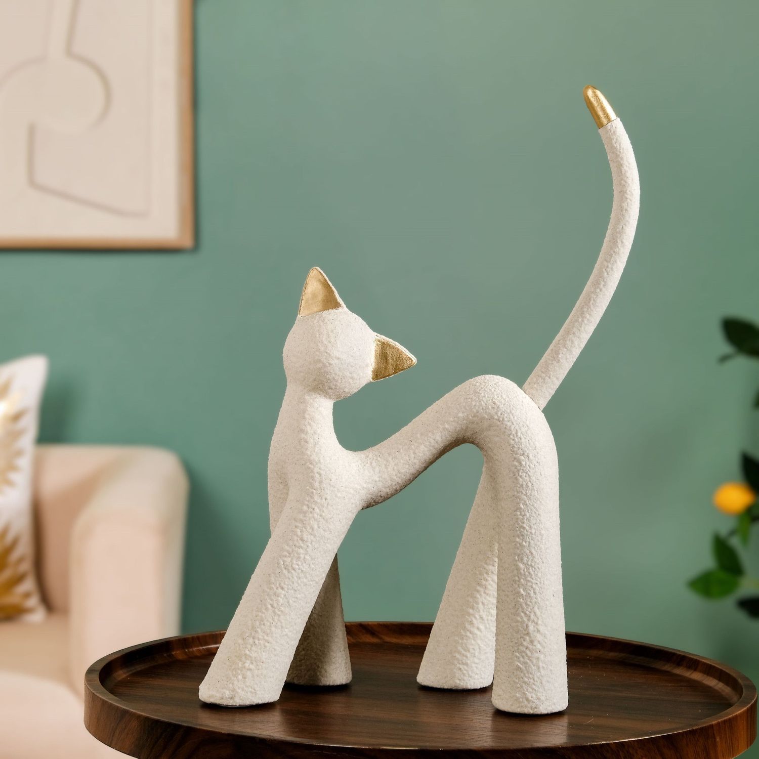 White Table Top Cat Statue