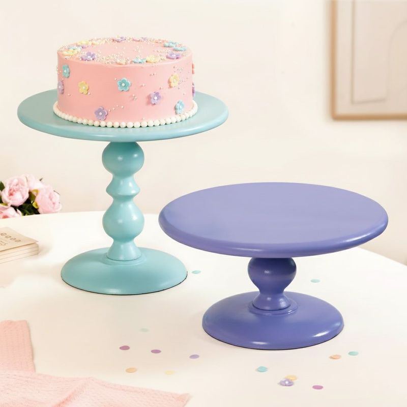 Sugar Pop Cake Stand Set Of 2 Purple And Blue