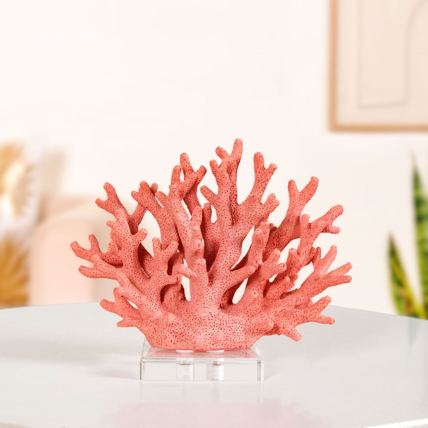 Vibrant Coral Coffee Table Decor