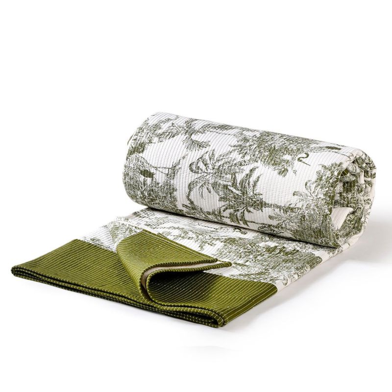 Tropical Quilted Cotton Bedcover Olive Green 250x220cm