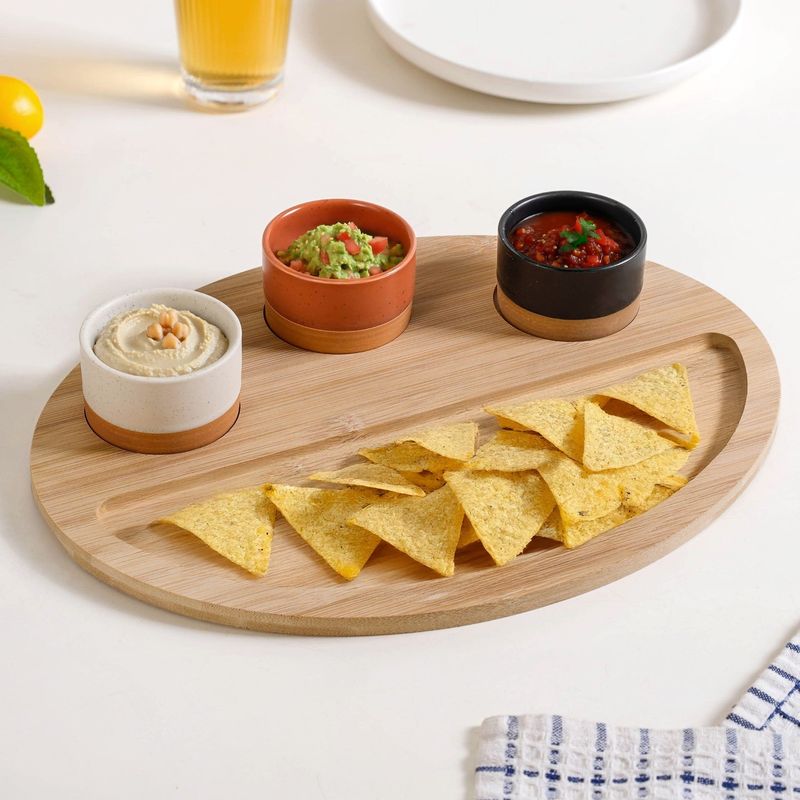 Oval Serving Tray With Bowls Set Of 4 33x25cm