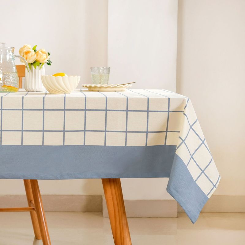 Slate Blue Pure Cotton 8 Seater Tablecloth 274x152cm