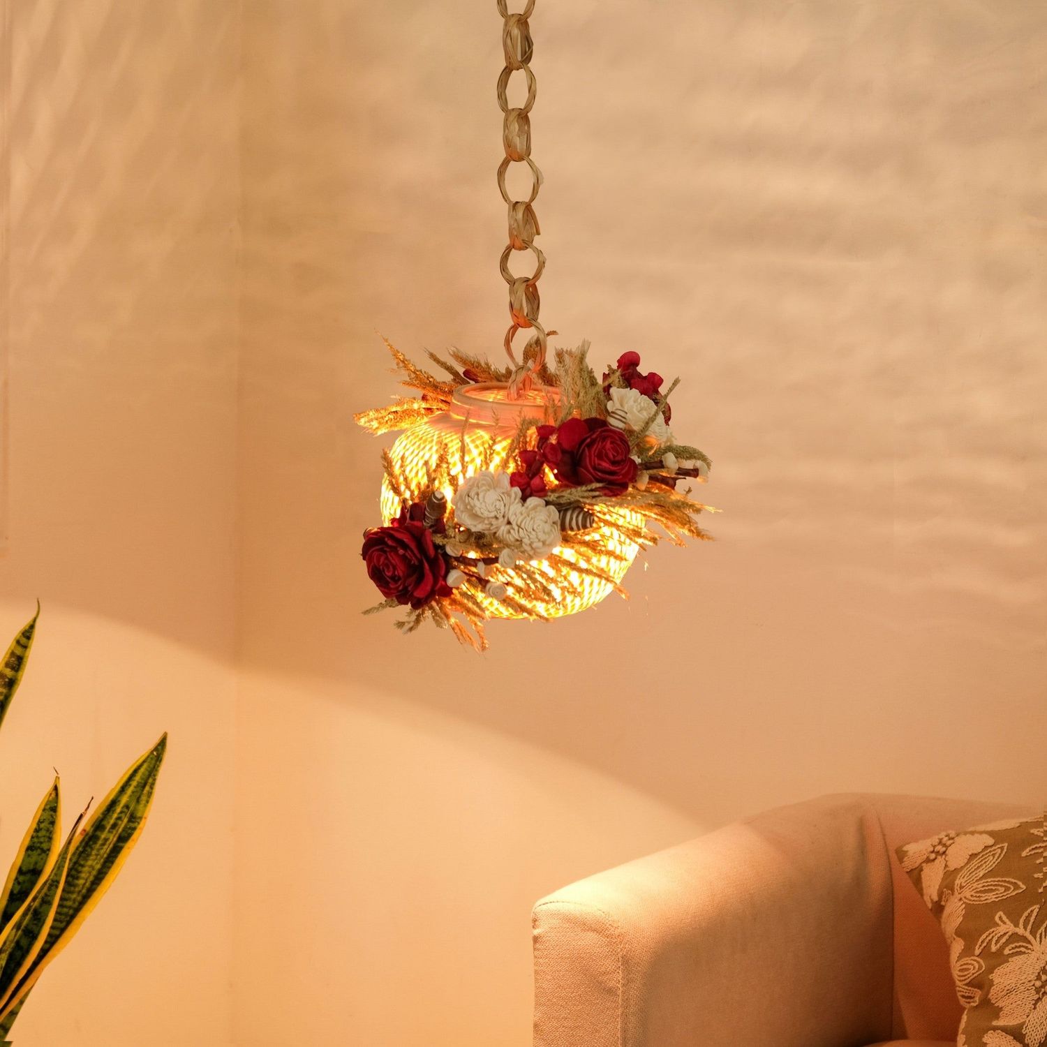 Sustainable Floral Lantern Red