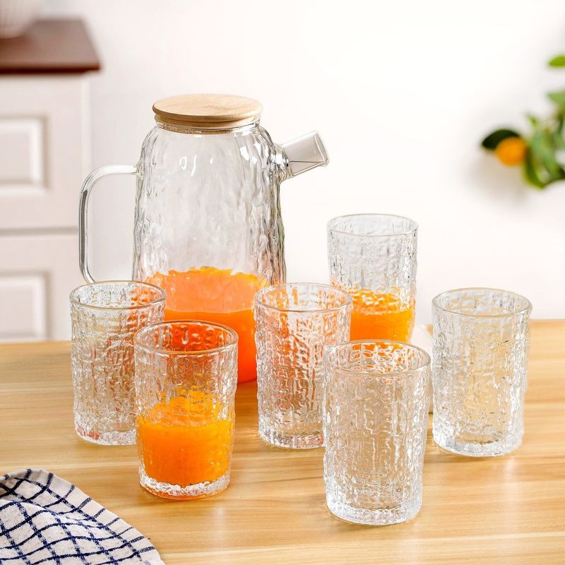 Textured Jug And Glass Set Of 7