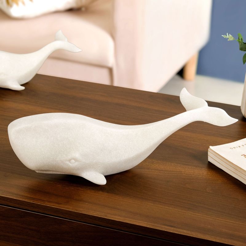 Minimalist White Whale Sculpture Large