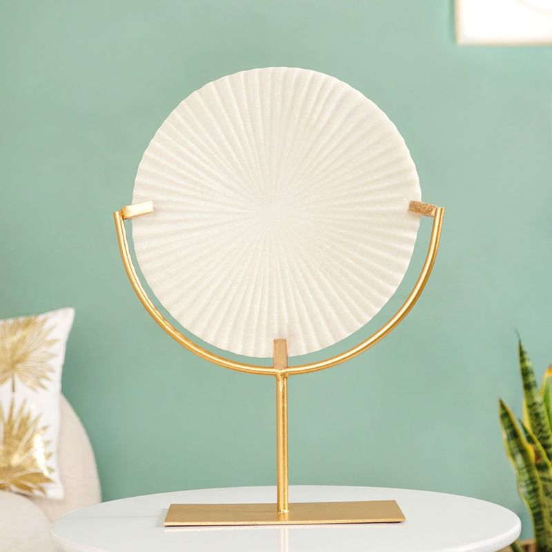 White Ribbed Disc Home Decor