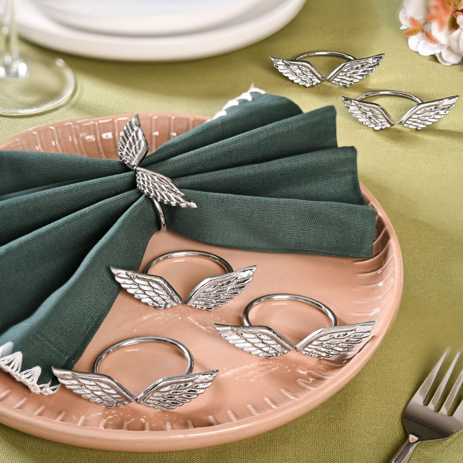 Wings Napkin Ring In Pure Brass Set Of 6