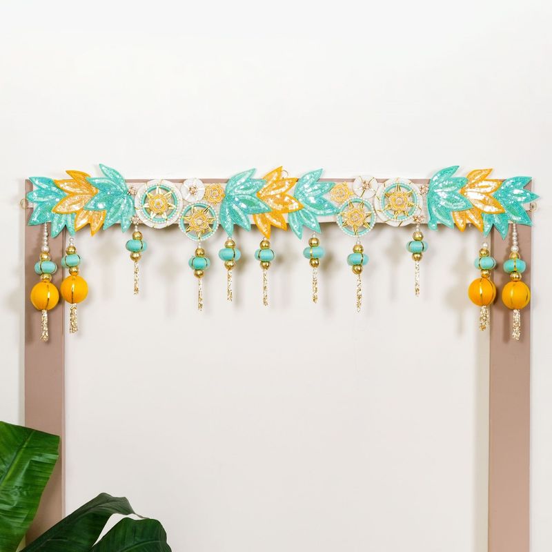 Lotus Beaded Tassel Toran Wall Hanging