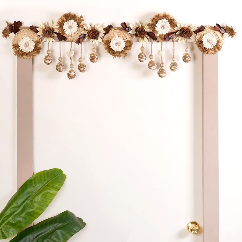 Organic Toran With Sola Flowers And Corn Husk Decoration