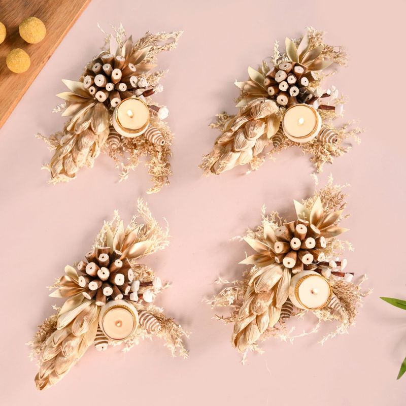 BioBloom Organic Tea Light Candle Holder Set Of 4