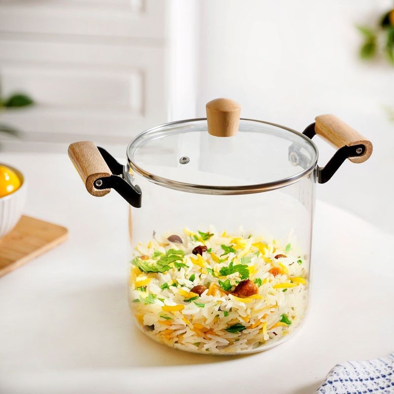 Borosilicate Simmer Pot With Lid And Handle Extra Large 5500ml