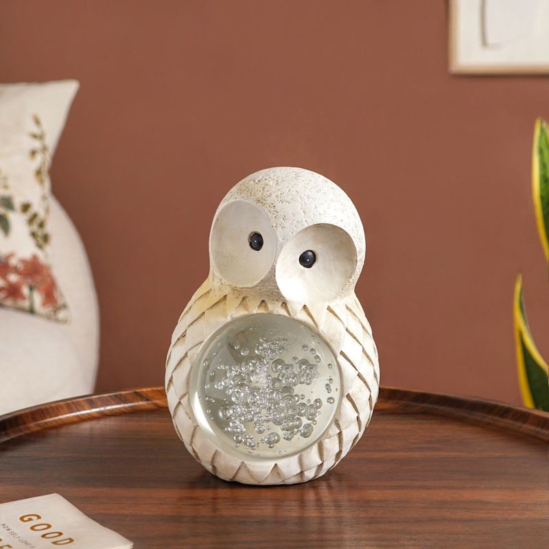 Bubble Glass Ball Owl Tabletop Accessory Medium