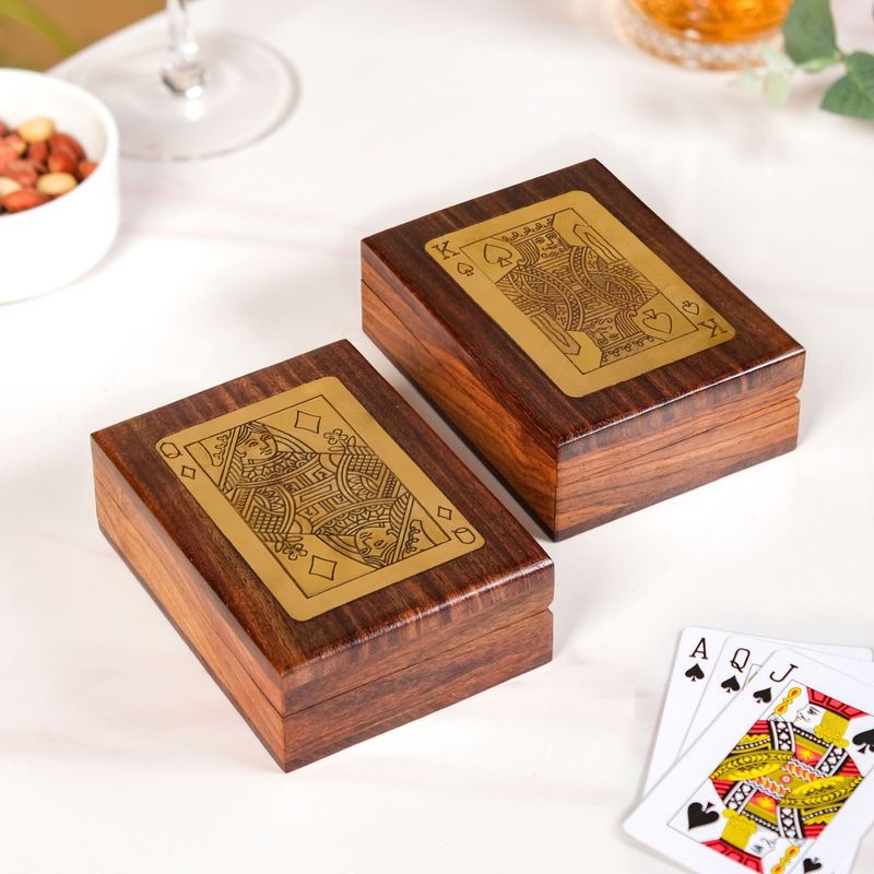 King And Queen Card Holder Set Of 2 With Playing Cards