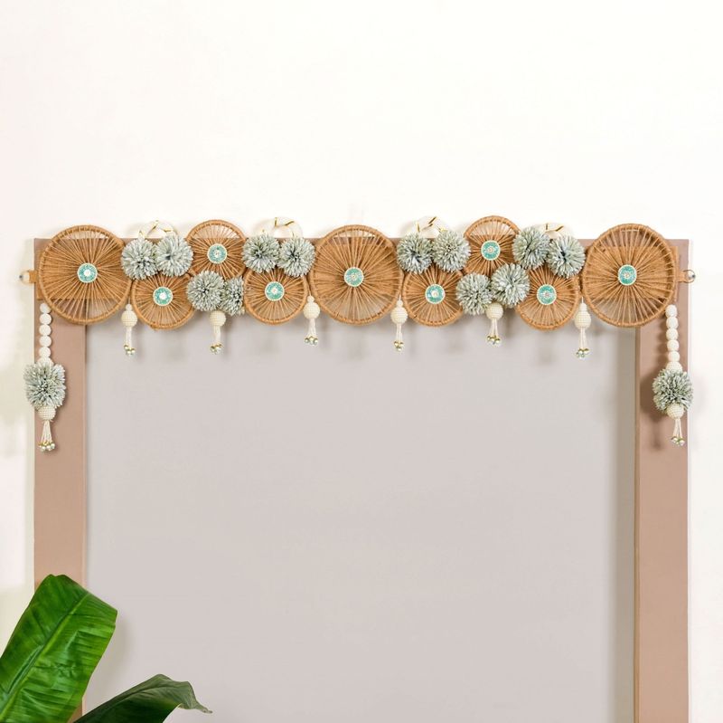 Minimalist Jute Chakra Festive Wall Hanging Toran With Tassels