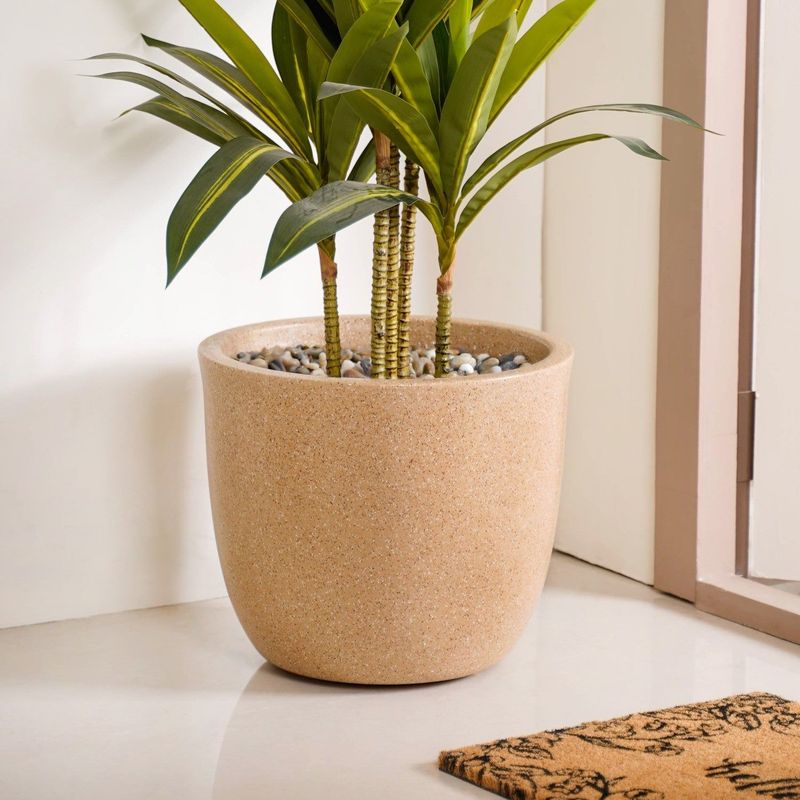 Planterra Large Beige Planting Pot 15x14 Inch