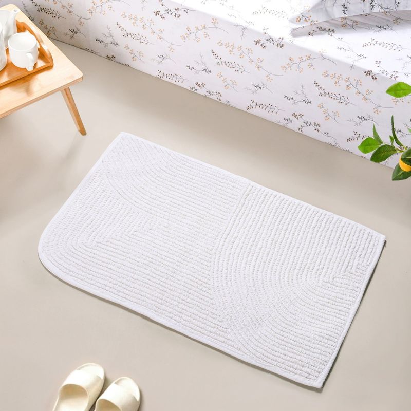 Ribbed Cotton Reversible Floor Mat White 82x50cm