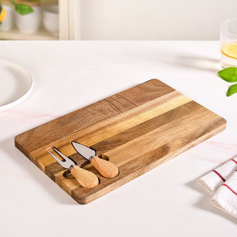 Cheese Board With Cheese Knife And Fork