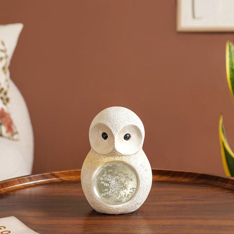 Crystal Glass Ball Owl Desk Decor Small