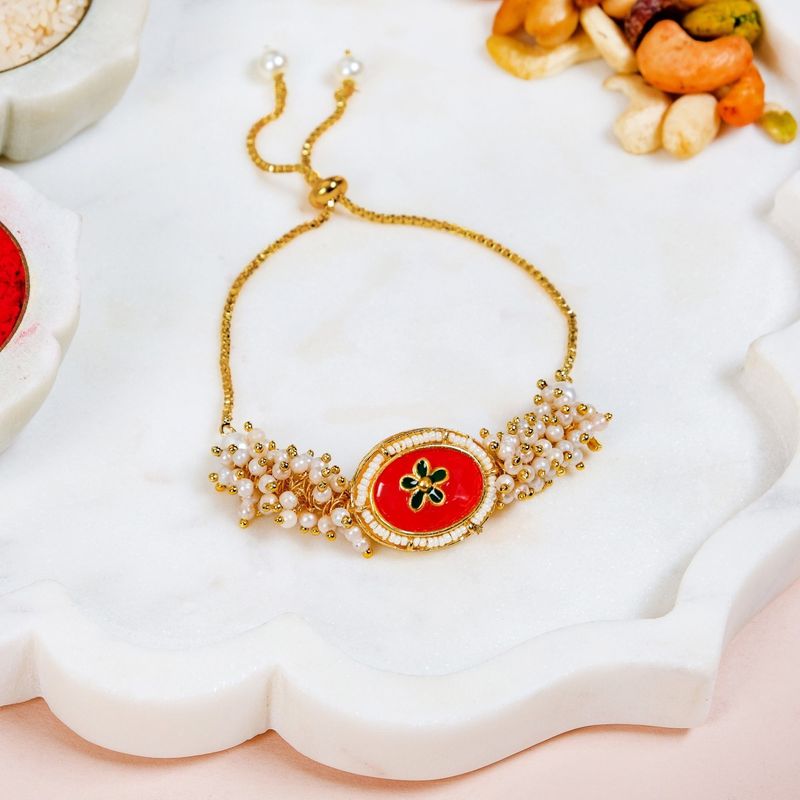 Adjustable Rakhi Gift Set For Sibling In Crimson