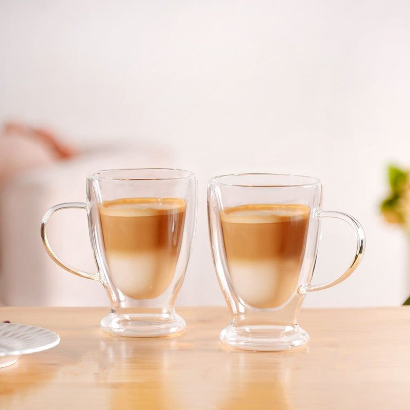 Double Walled Glass Irish Coffee Mug Set Of 2 350ml