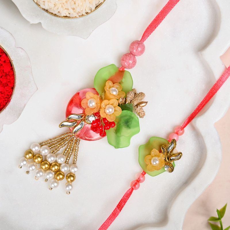 Floral Symphony Rakhi Lumba Set