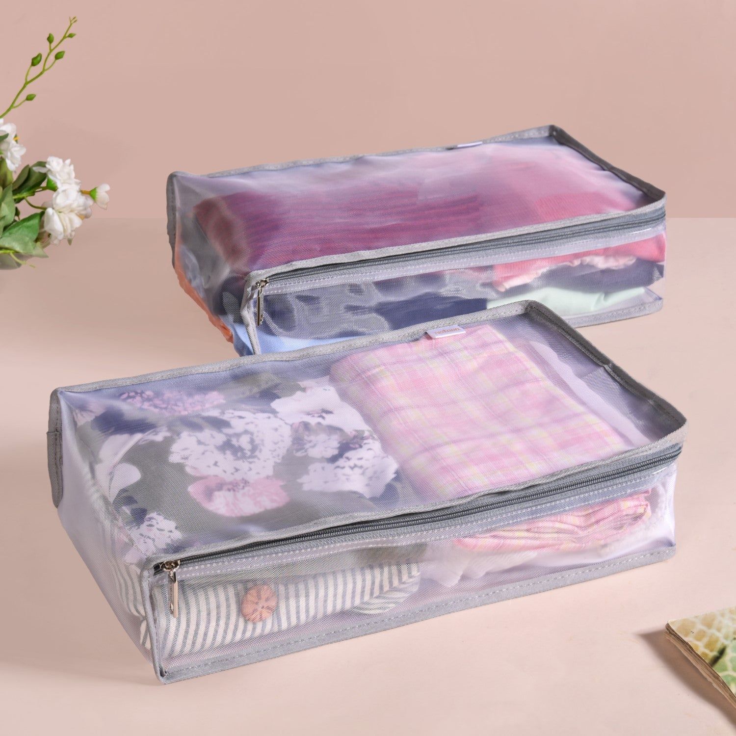 Wardrobe Organiser Storage Bag Duo In Grey