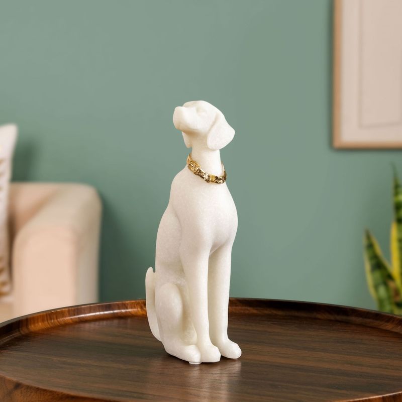White Sitting Dog Luxe Statue