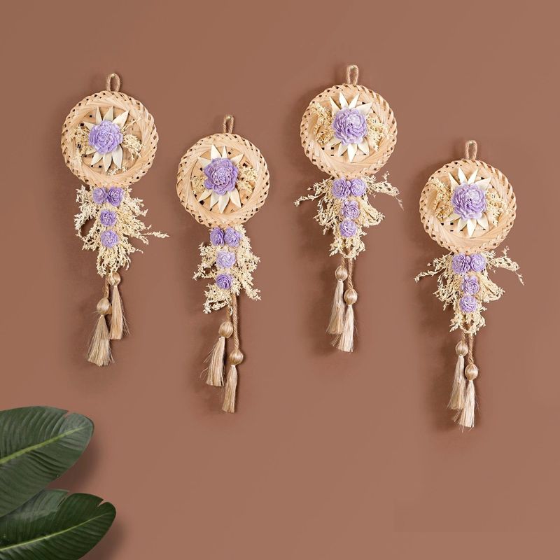 Sustainable Purple Sola Rose Wall Decor Set Of 4