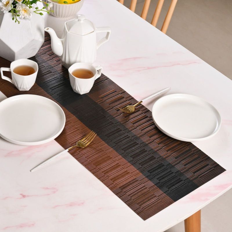Urban Stripes Reversible Brown Table Runner 180x30cm