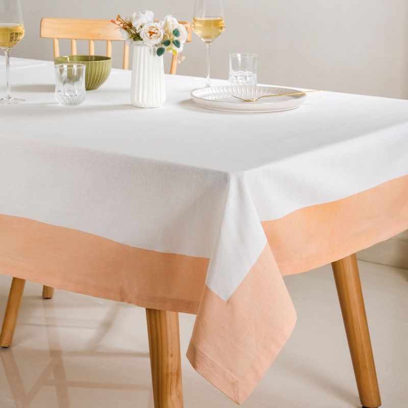 Ventosa Cotton Tablecloth For 6 Seater In Peach 200x150cm