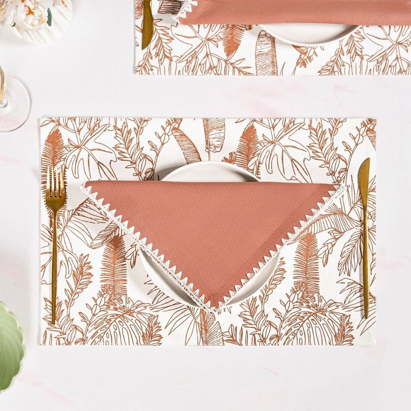 Terracotta Embroidered Edges Table Napkin Set Of 4