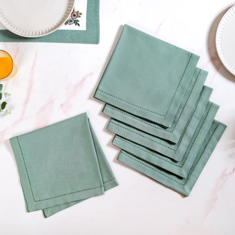 Ventosa Premium Cotton Hemstitched Dinner Napkins Set Of 6 In Teal
