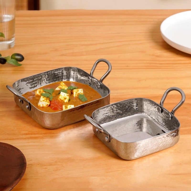 Stainless Steel Deep Serving Dish Set Of 2