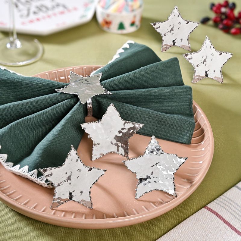 Star Napkin Ring Set Of 6 Silver
