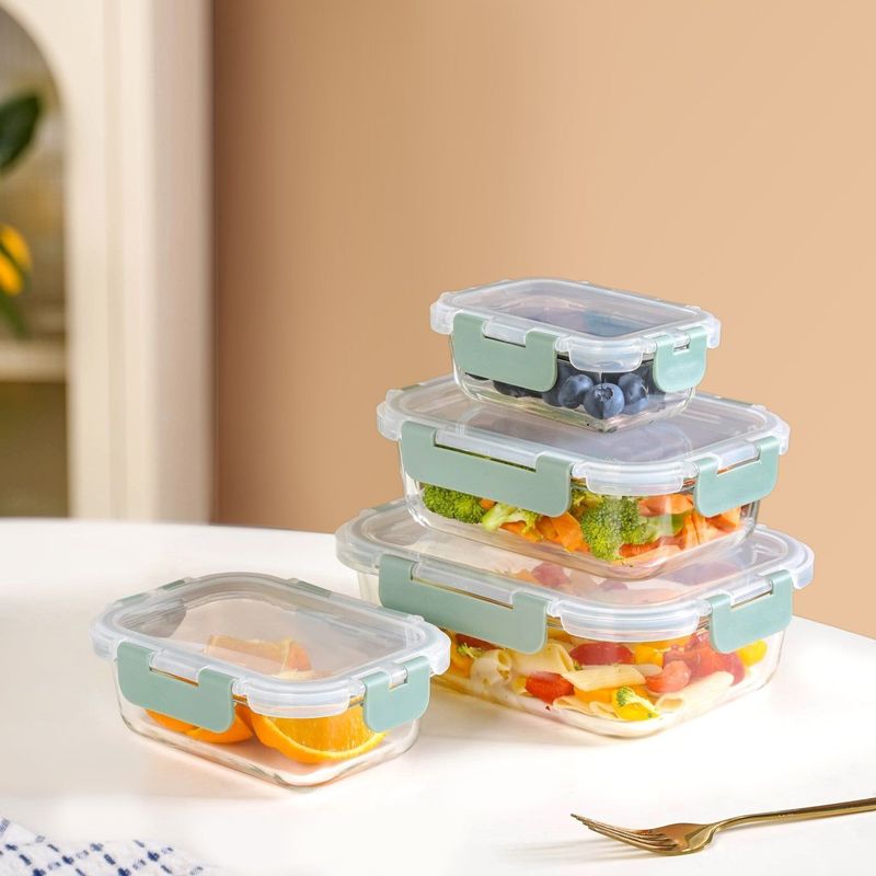 Nestro Leakproof Stackable Food Storage Lunch Box Set Of 4 Green S 185ml M 370ml L 600ml XL 1000ml