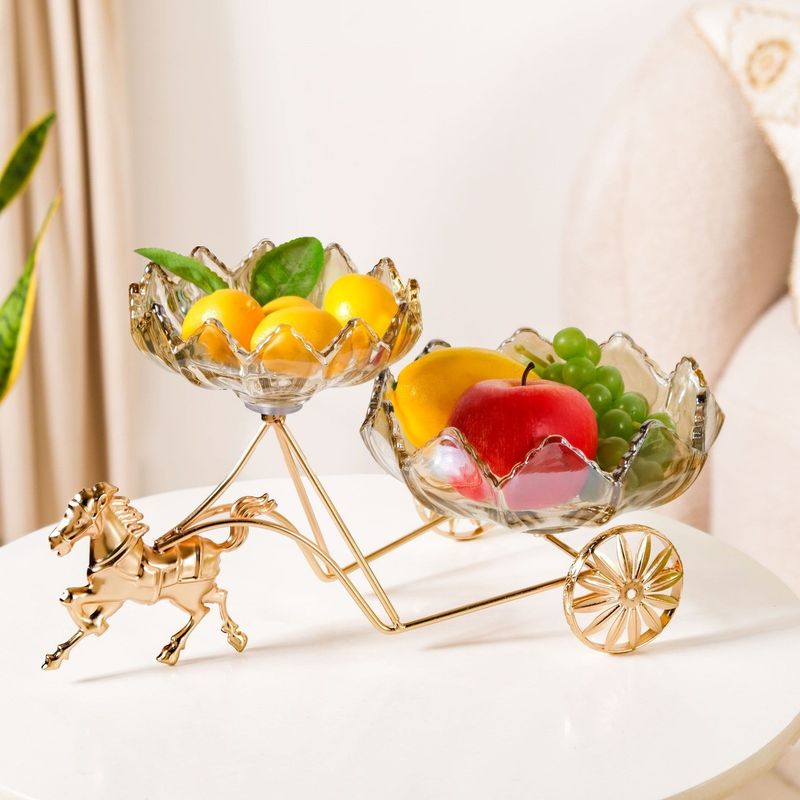 Gold Chariot Glass Decorative Bowls