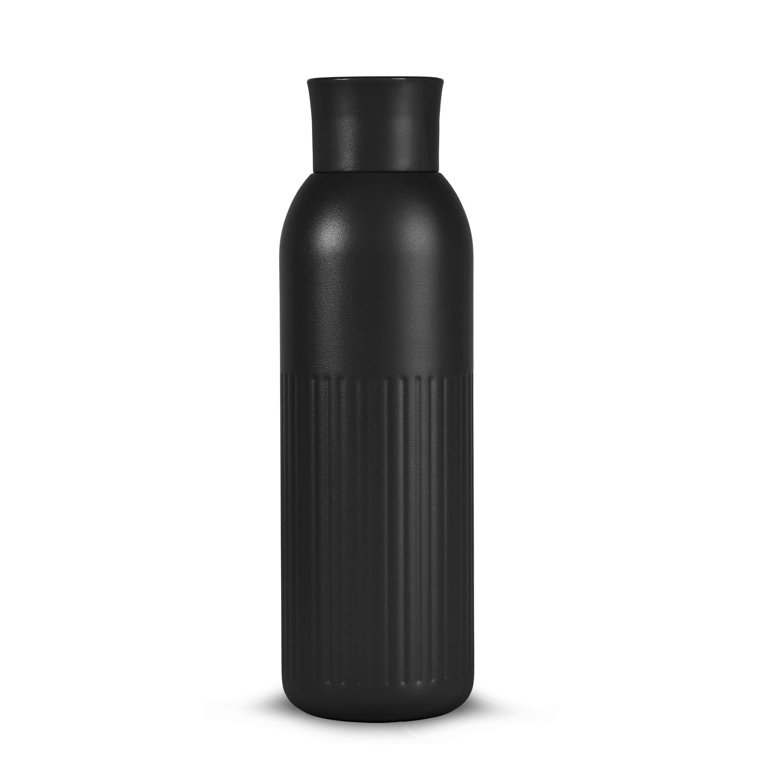 Sagaform Tekla Push stalen fles met druk dop gerecycled) 500 ml, Kleur: Zwart