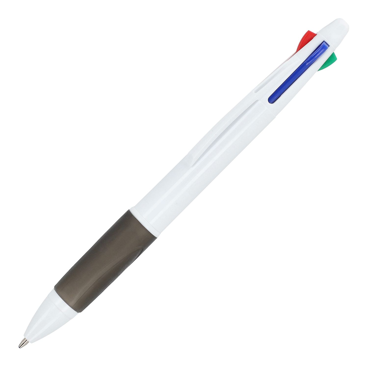 4-kleuren balpen met grip, Kleur: Wit / Zwart