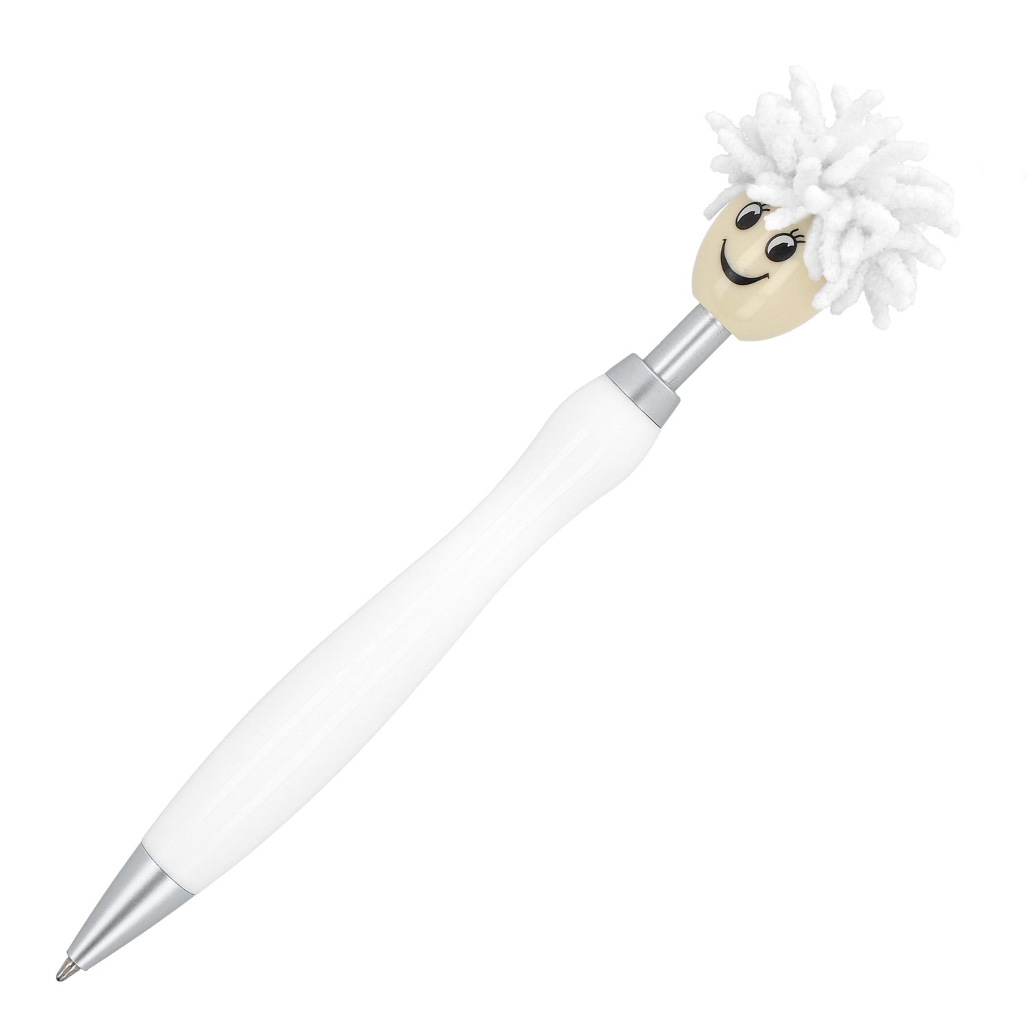 Hairy spinner balpen, Kleur: Wit