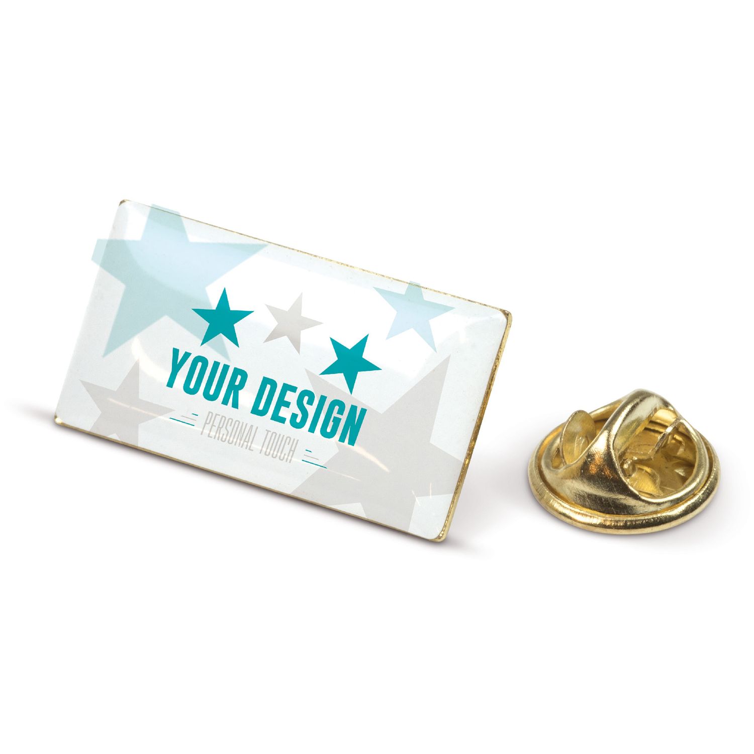 Badge metalen pin 26x14mm, Kleur: Goud satijn