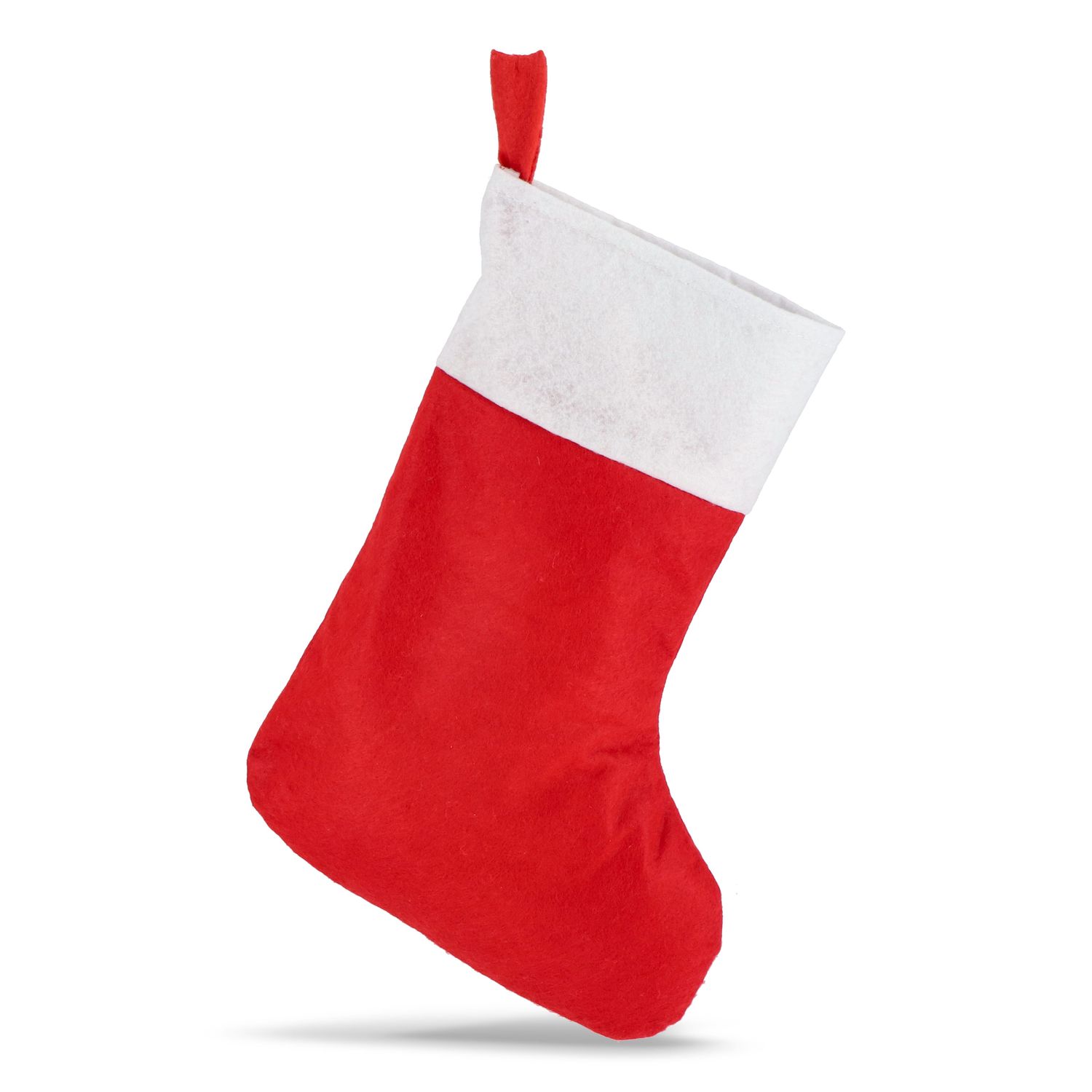 Vilten kerstsok 40 cm, Kleur: Wit / Rood