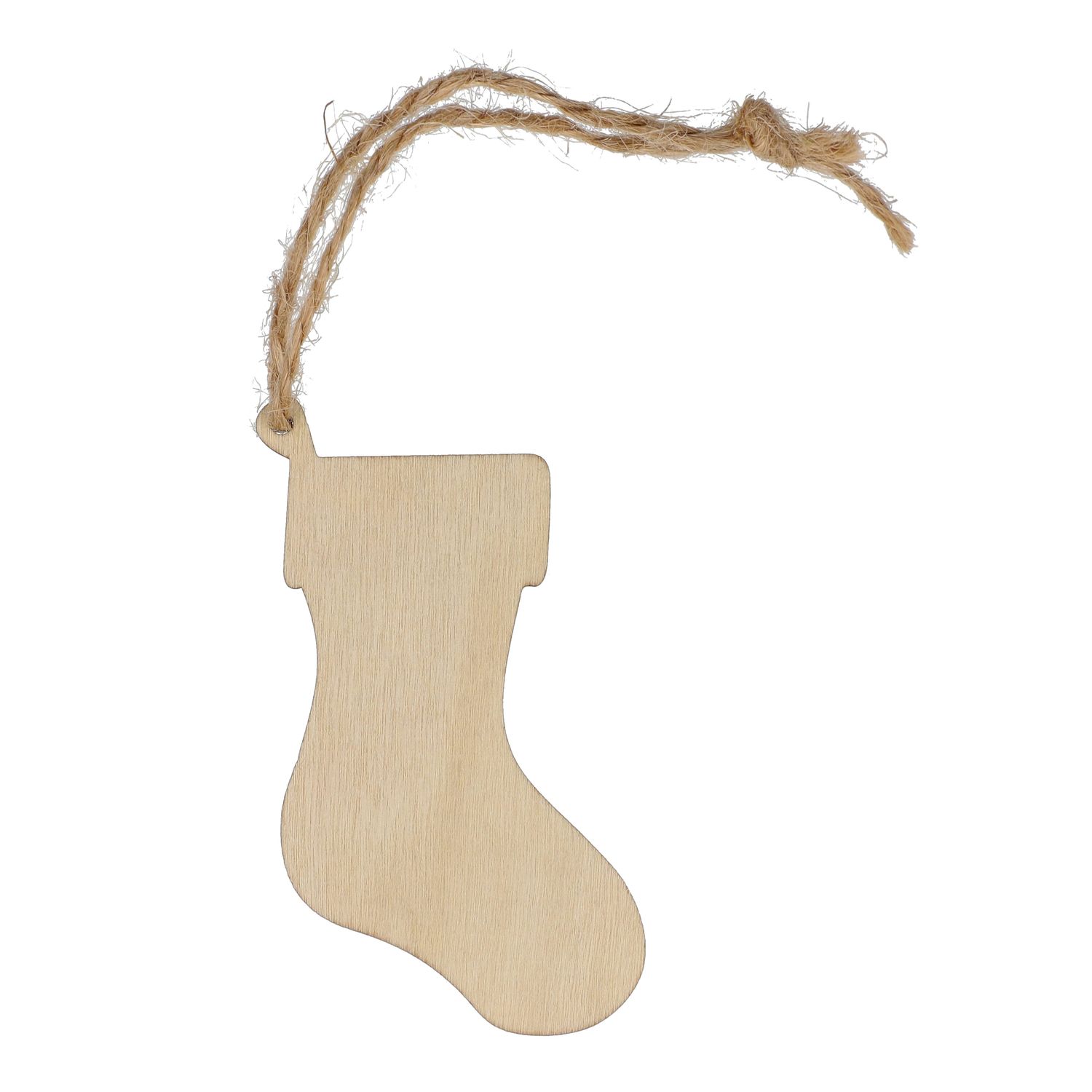 Houten kerstornament kerstsok, Kleur: Natuur