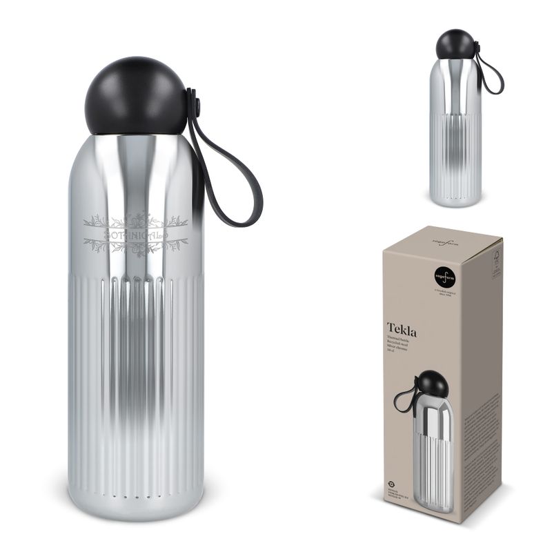 Sagaform Tekla stalen fles chroom  (gerecycled) 500 ml