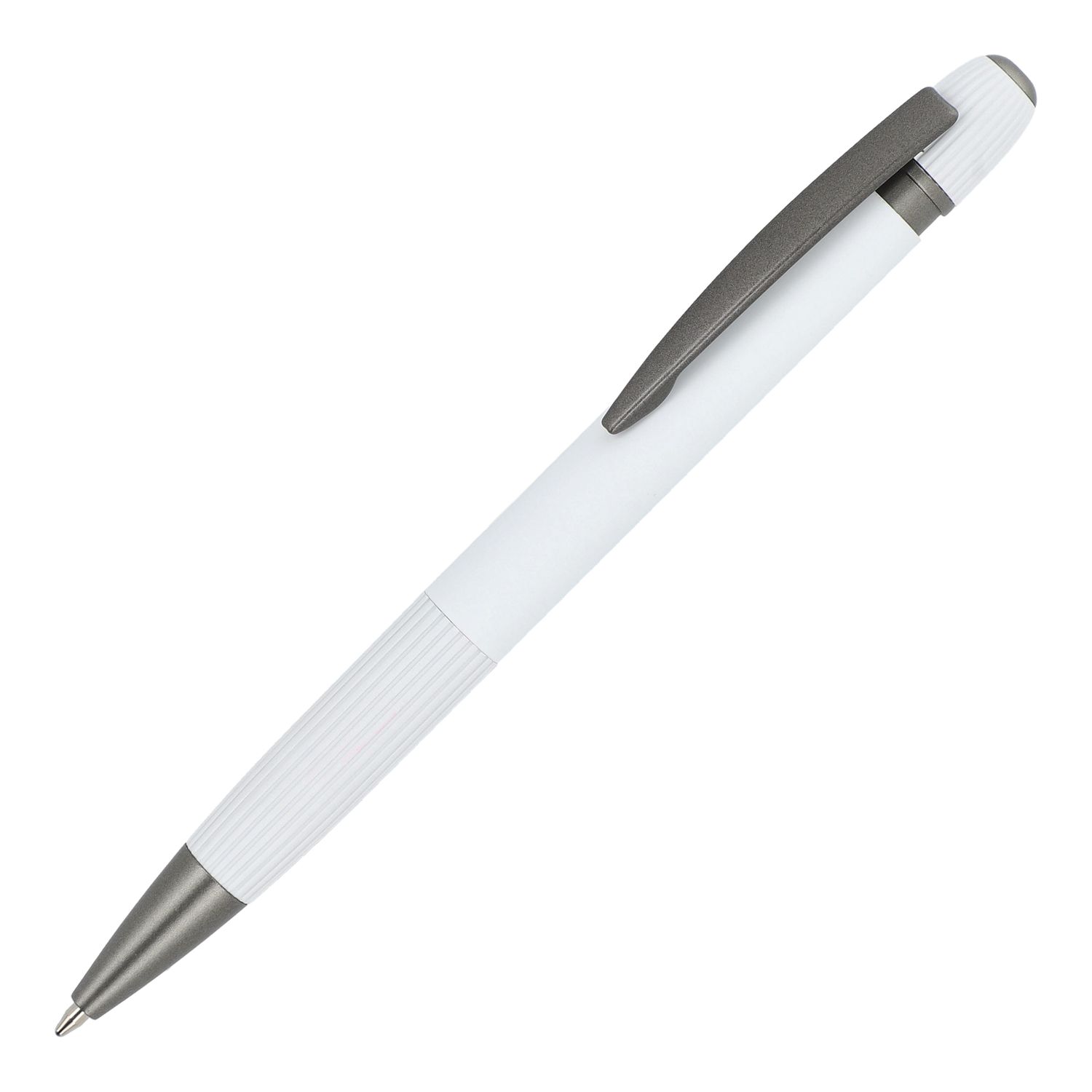 Aluminium balpen Toulouse Softtouch, Kleur: Wit