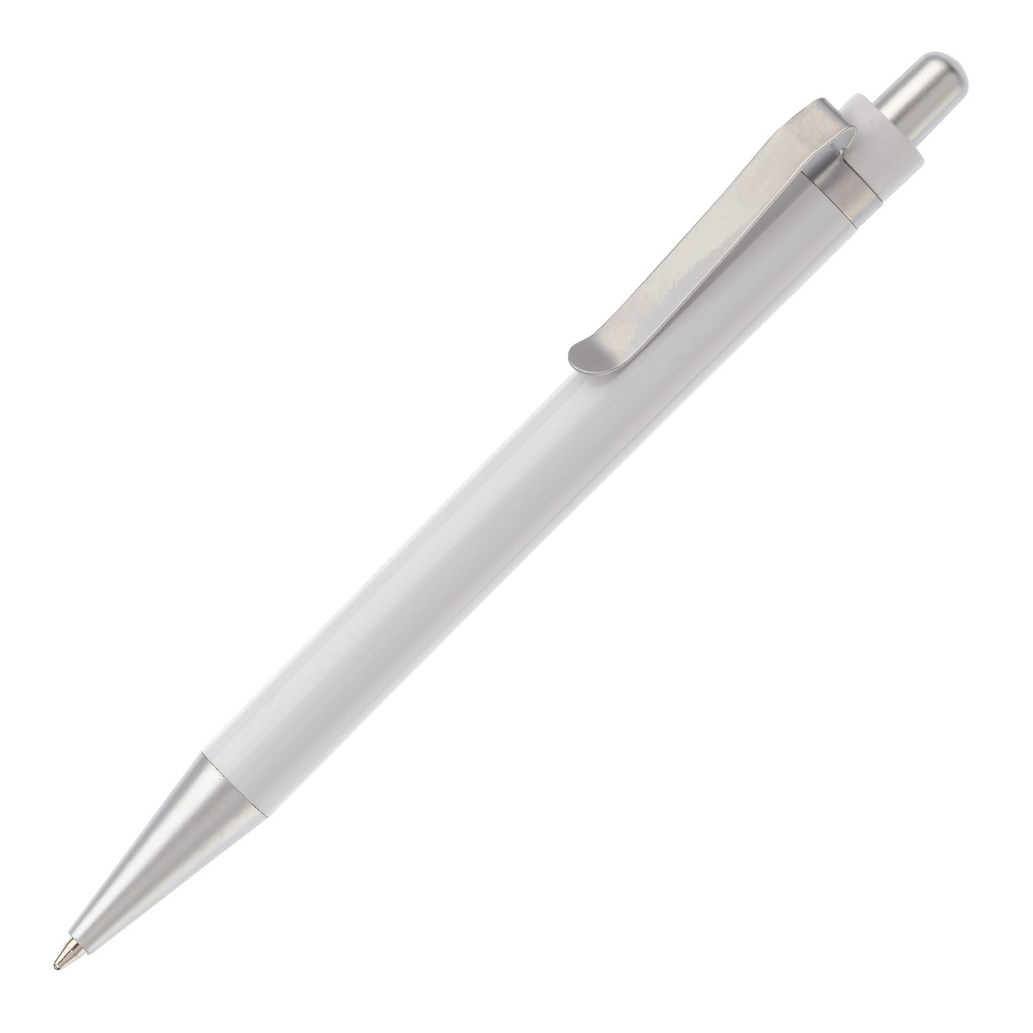 Balpen Antarctica metalen clip, Kleur: Wit