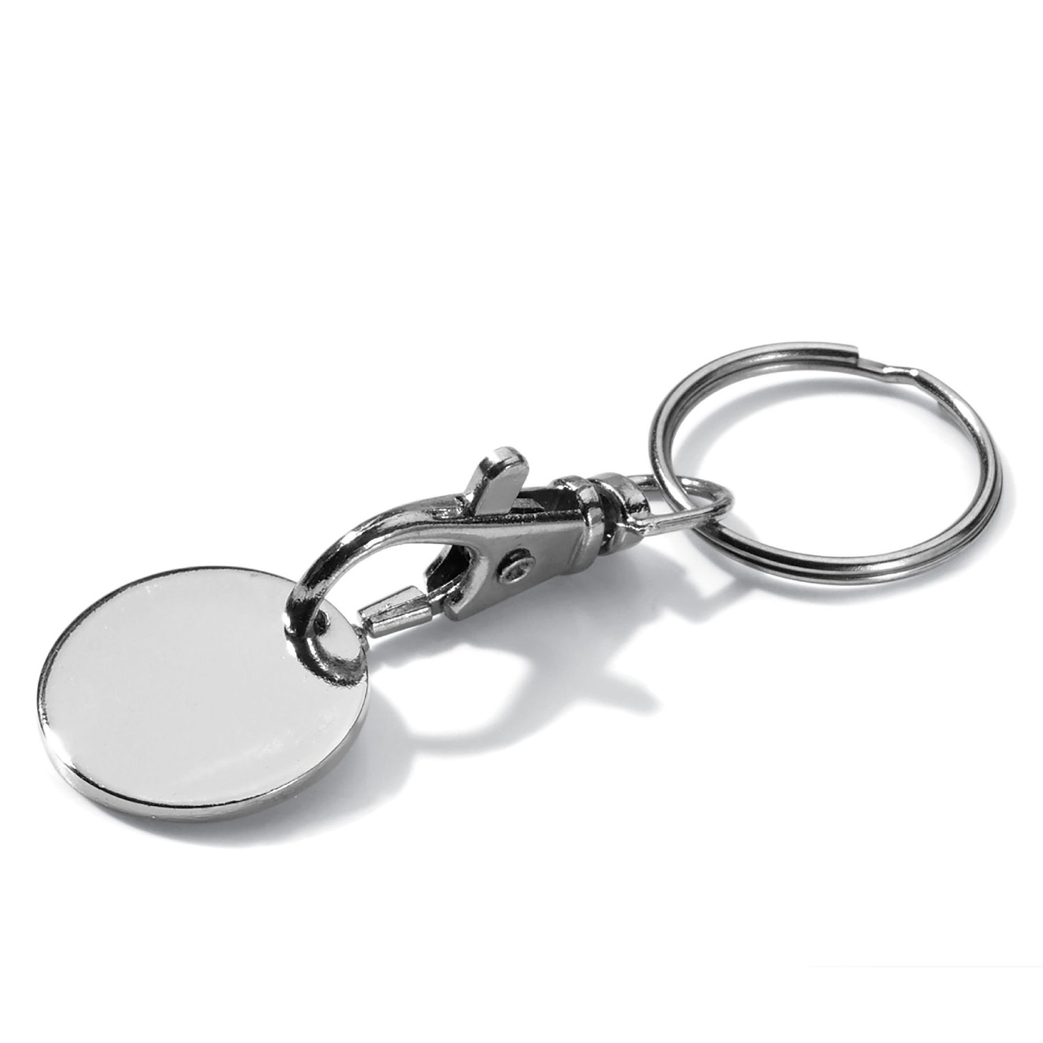 Sleutelhanger winkelwagenmuntje, Kleur: Zilver